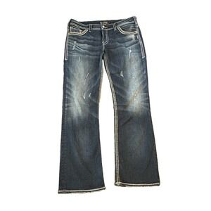 Y2K Silver Jeans Suki Womens Jeans 33x31 Bootcut Western Embroidered Cowgirl